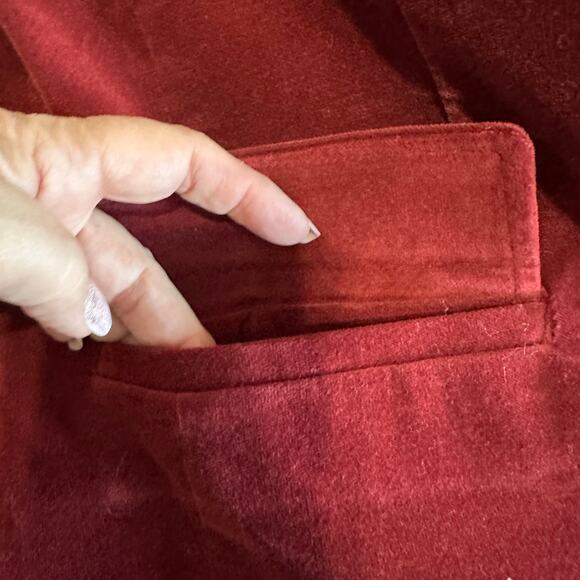 CAbi Women’s The Poet Velvet Embroidered Blazer Burgundy Cotton Blend | Size 8 - Picture 10 of 14
